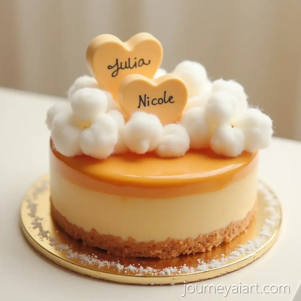 CaramelColored-Cake-withAI-Image-Prompt-Expansion-Vacation-Elements-and-HeartShaped-Names