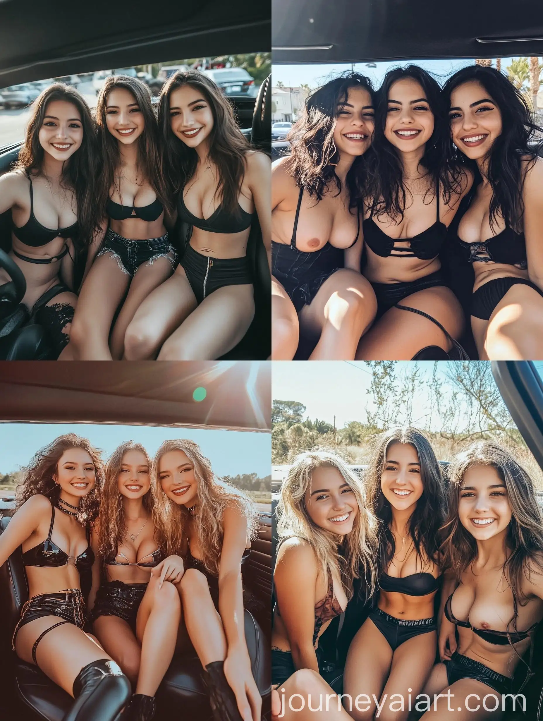 Three-Girls-in-a-Convertible-Car-Smiling-and-Stylish