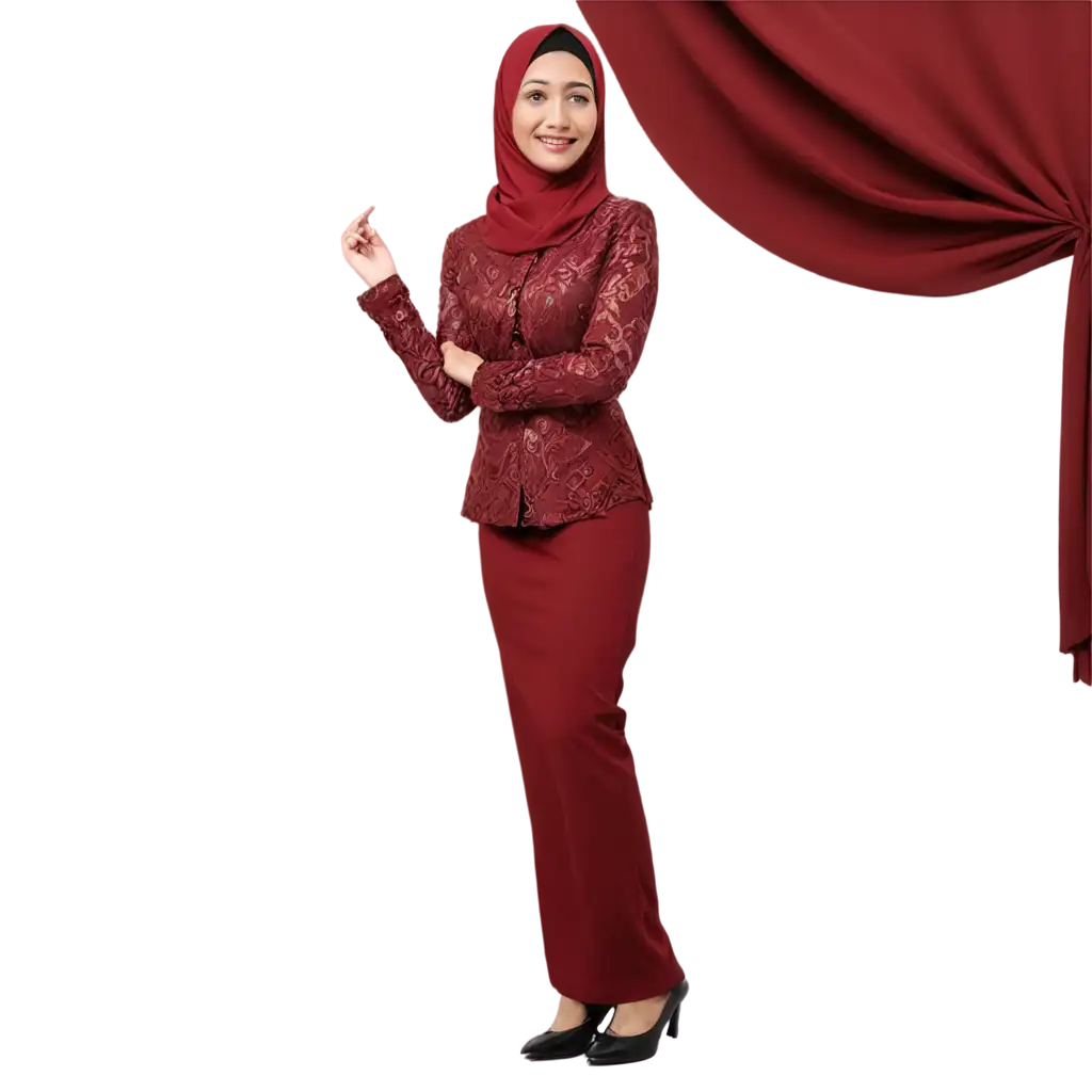 Stunning-Red-Maroon-Kebaya-with-Hijab-PNG-Image-for-Fashion-and-Design