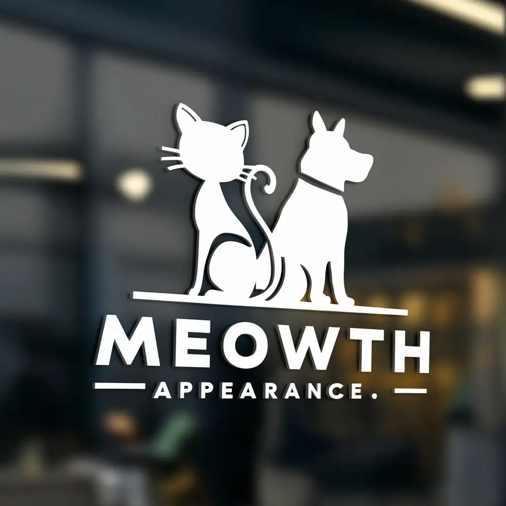 LOGO-Design-For-Meowth-Appearance-Elegant-Cat-and-Dog-Silhouettes-for-Pet-Industry