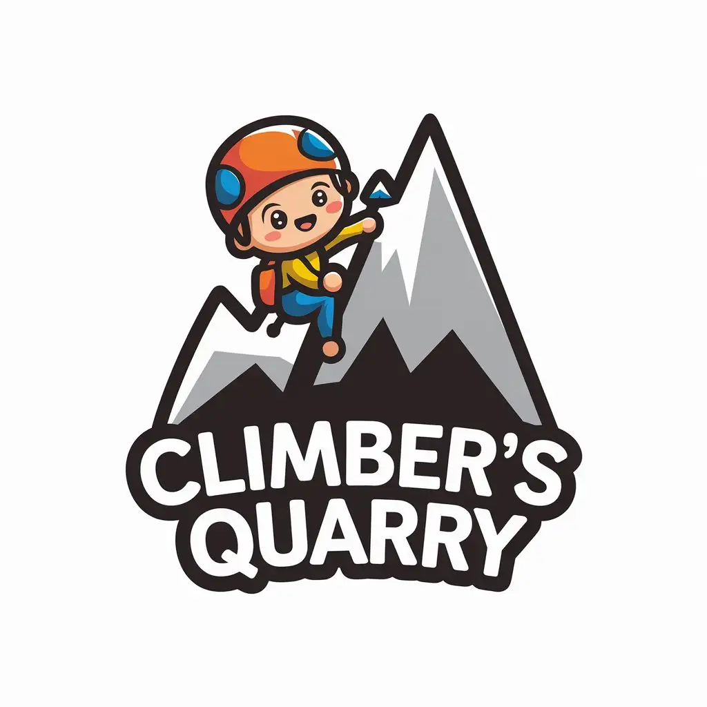 LOGO Design for Climbers Quarry Kawaii Rock Climber with Mountain Theme for Kids