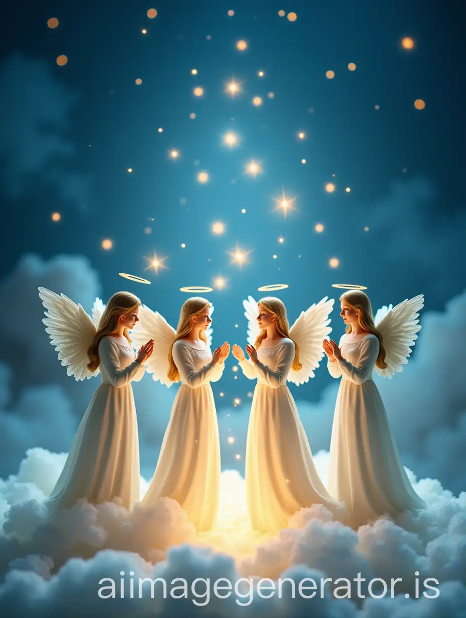 Four-Angels-with-Floating-Dresses-Sprinkling-Stars-in-the-Night-Sky