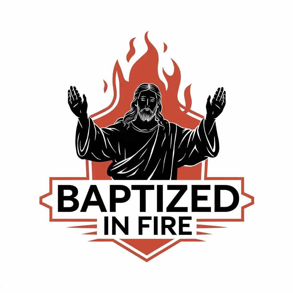 LOGO Design for Baptized In Fire Black Jesus Symbol in Moderate Style for Religious Industry