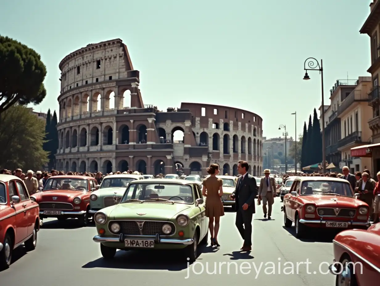 1968-Street-Scene-Near-the-Colosseum-with-Classic-Italian-Cars-and-Fashionable-Pedestrians