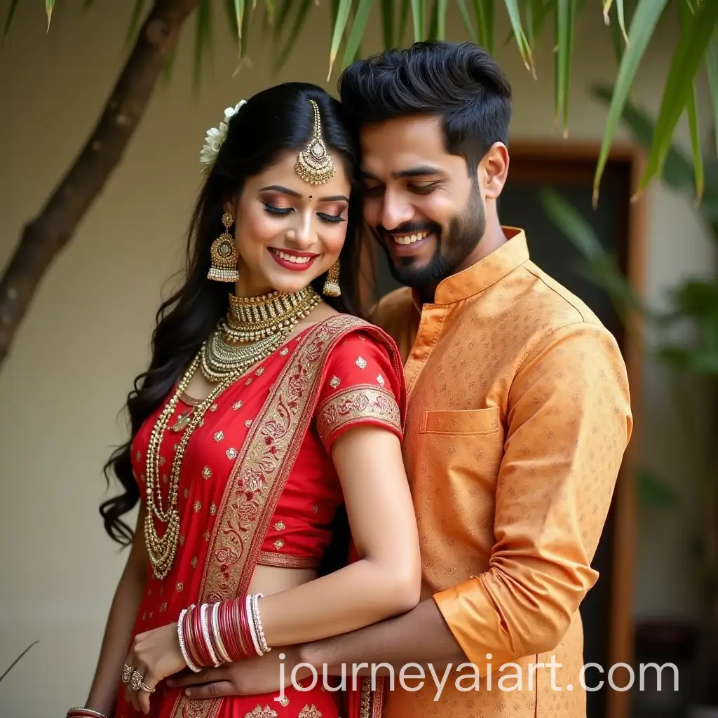 Beautiful-Indian-Couple-Embracing-in-Traditional-Attire