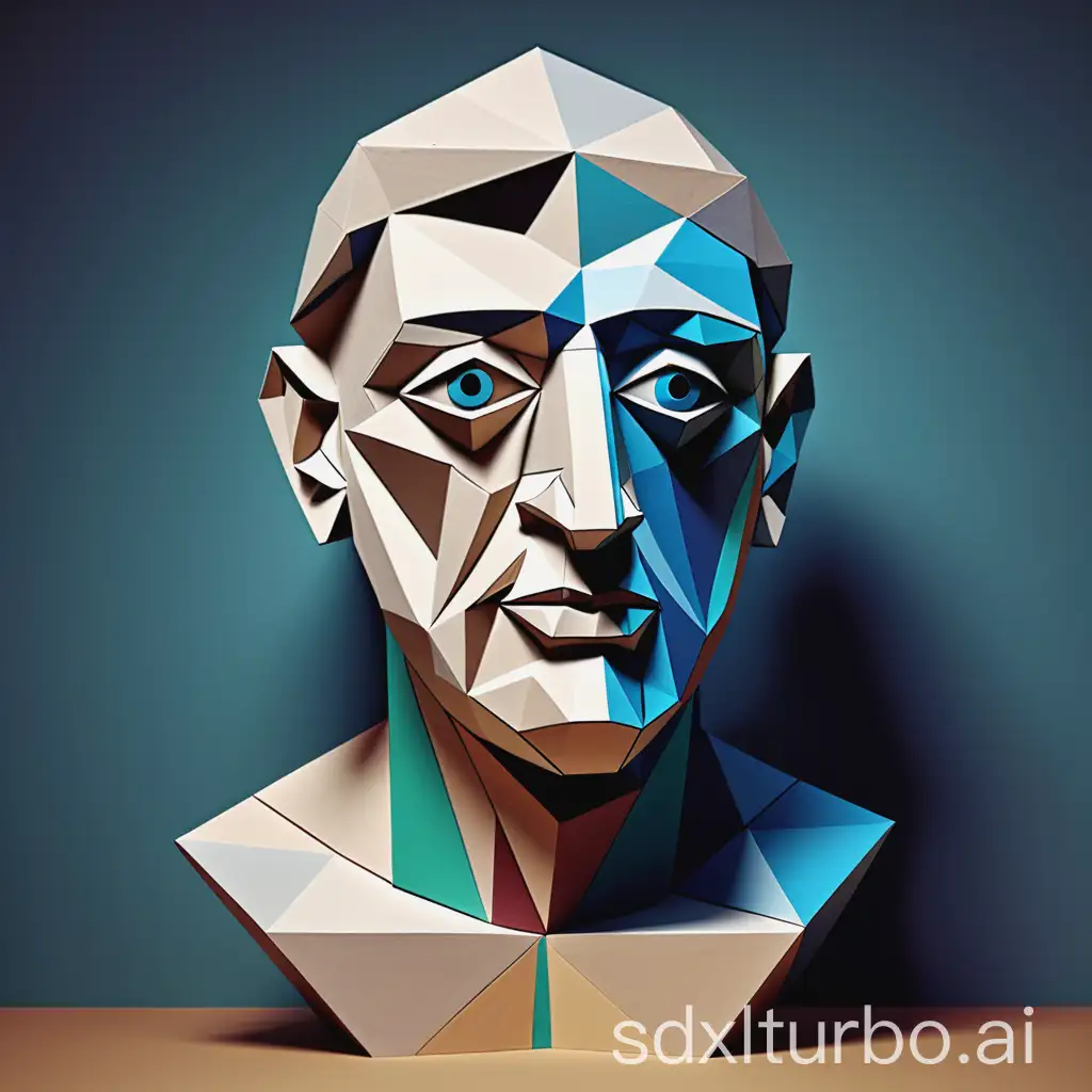 building master Picasso portrait in 3D geometric form