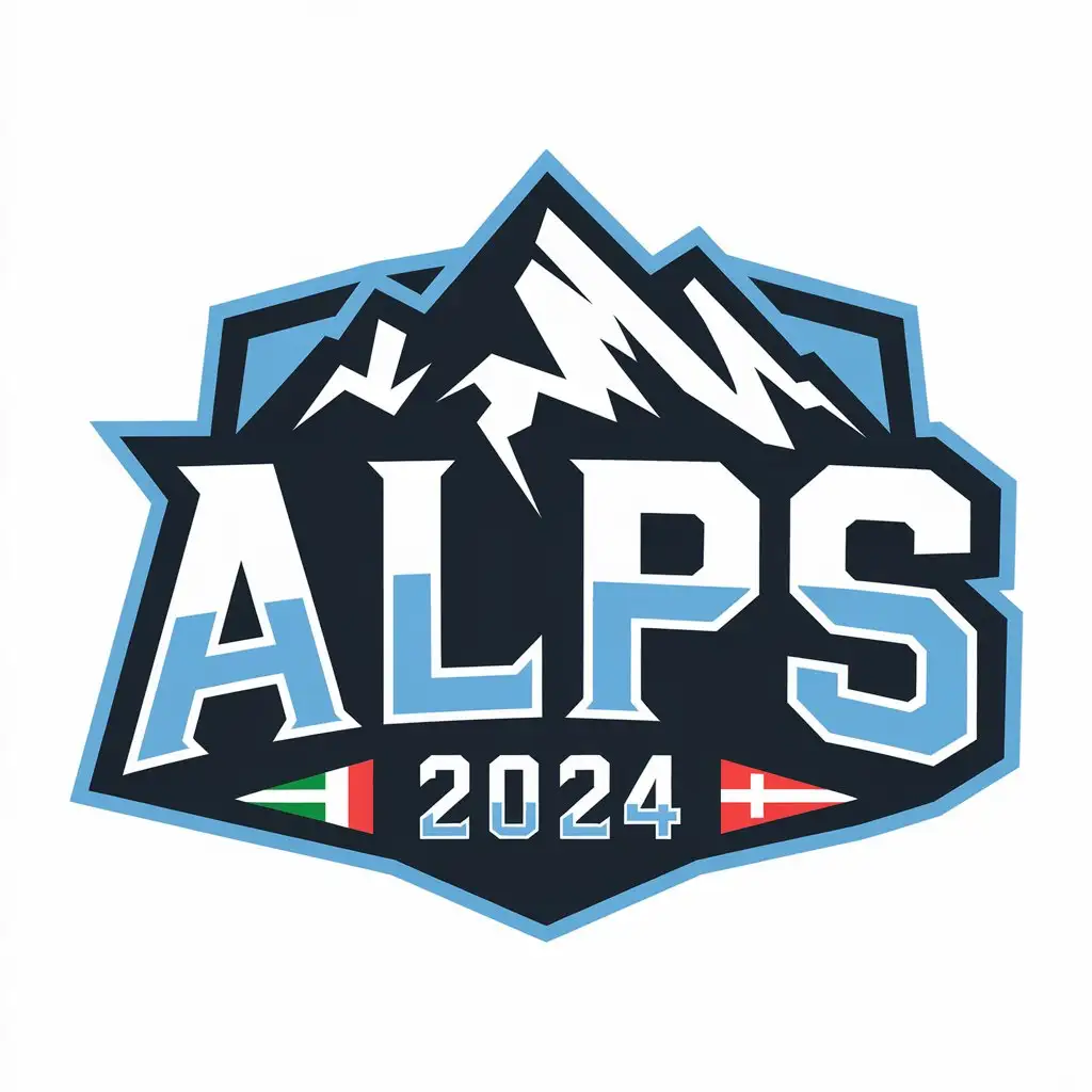 LOGO Design for Alps 2024 Alpine Inspiration with Flags of Italy Austria and Switzerland