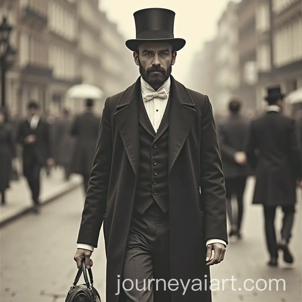 Victorian-Man-Walking-Through-London-Streets-in-1836