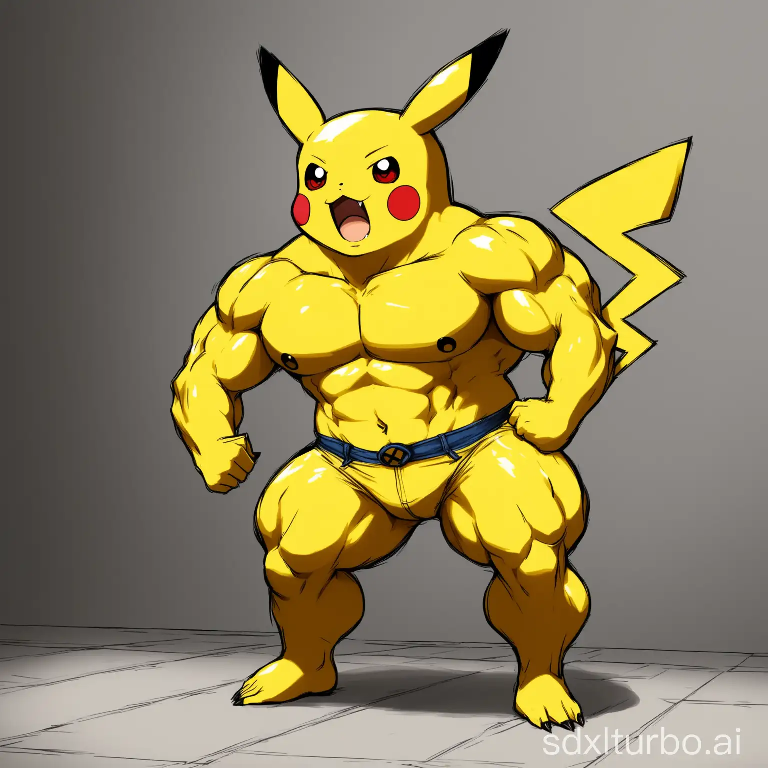 Muscular-Pikachu-in-Pants-Flexing-with-Power