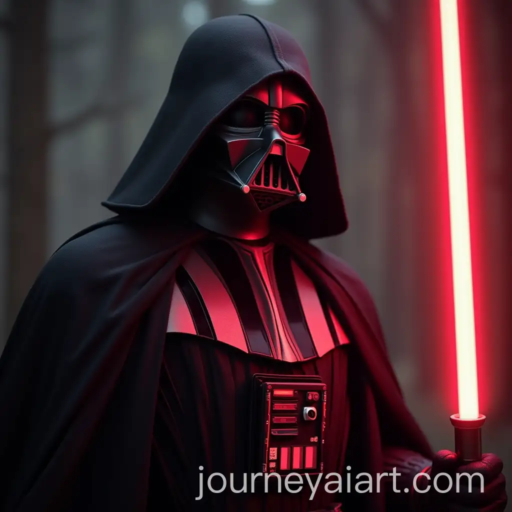 Amen-Thompson-as-Sith-Lord-in-Dark-Robes-with-Red-Lightsaber