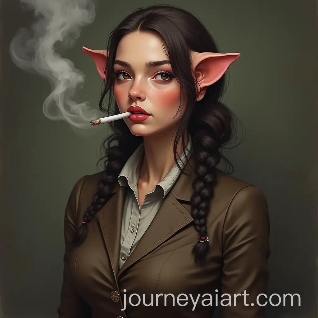 Woman-with-Pig-Face-Smoking-in-Traditional-German-Attire