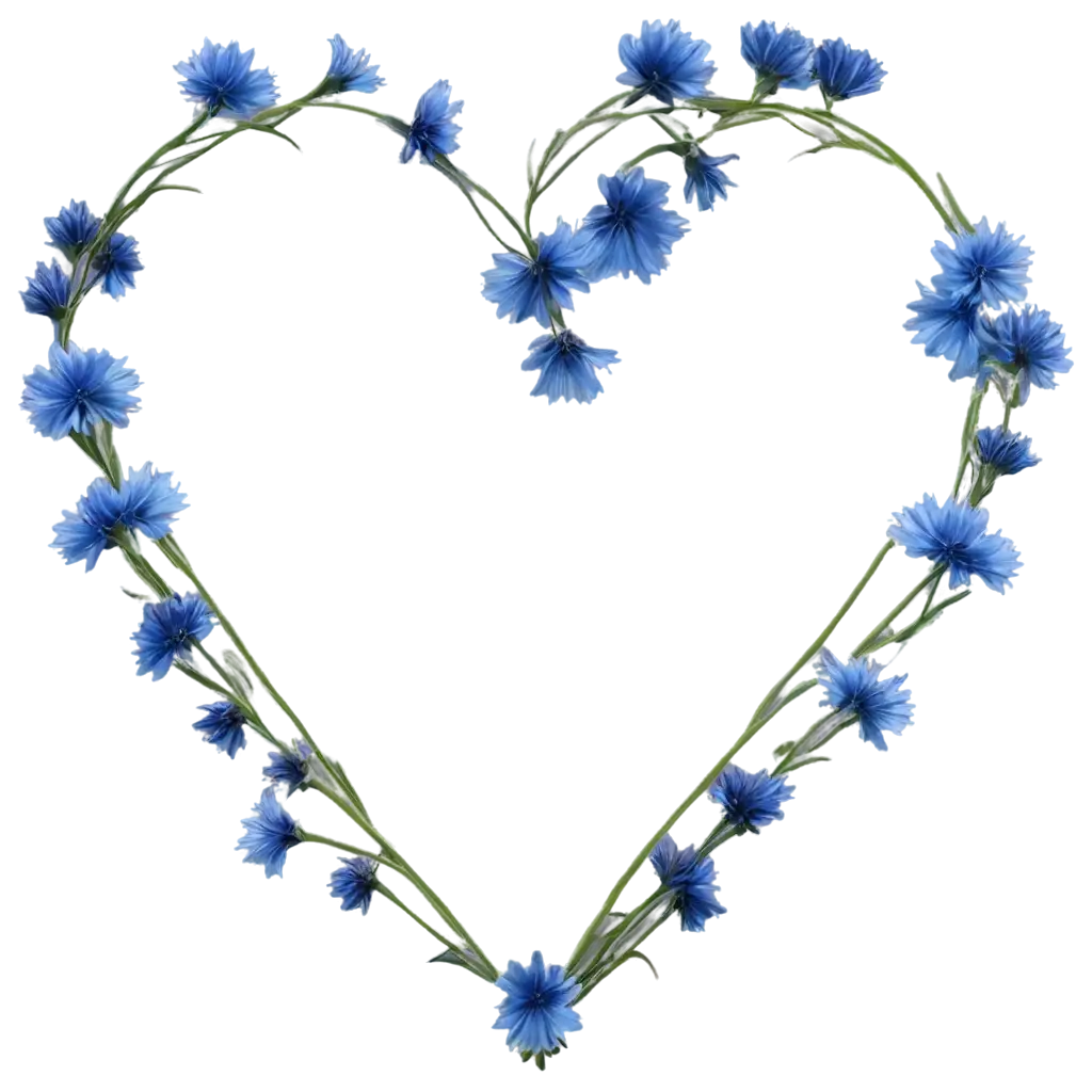 Cornflower-Heart-Bouquet-PNG-Perfect-for-Floral-Designs-and-Romantic-Illustrations