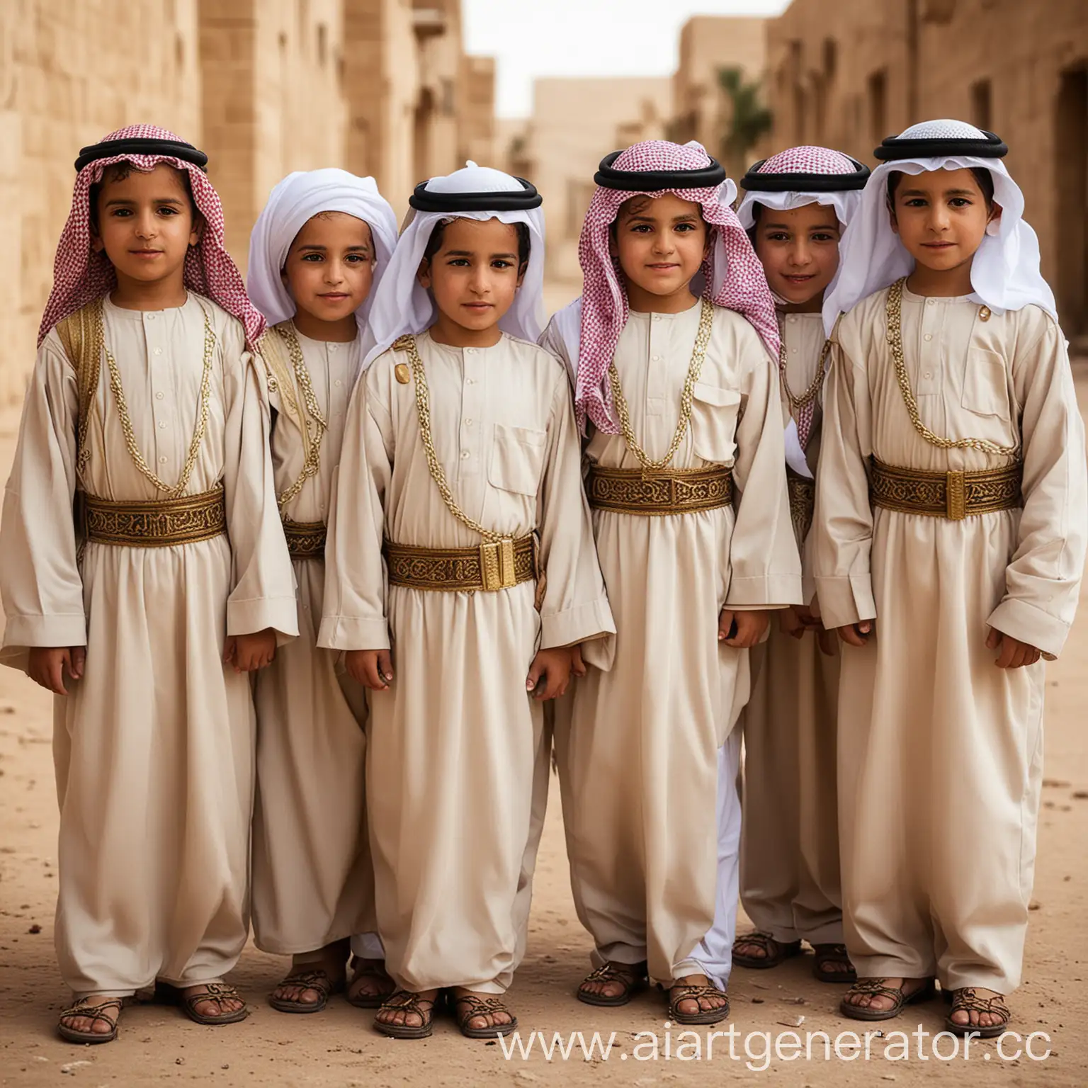 Children-of-Arab-Sheiks-in-Traditional-Clothing