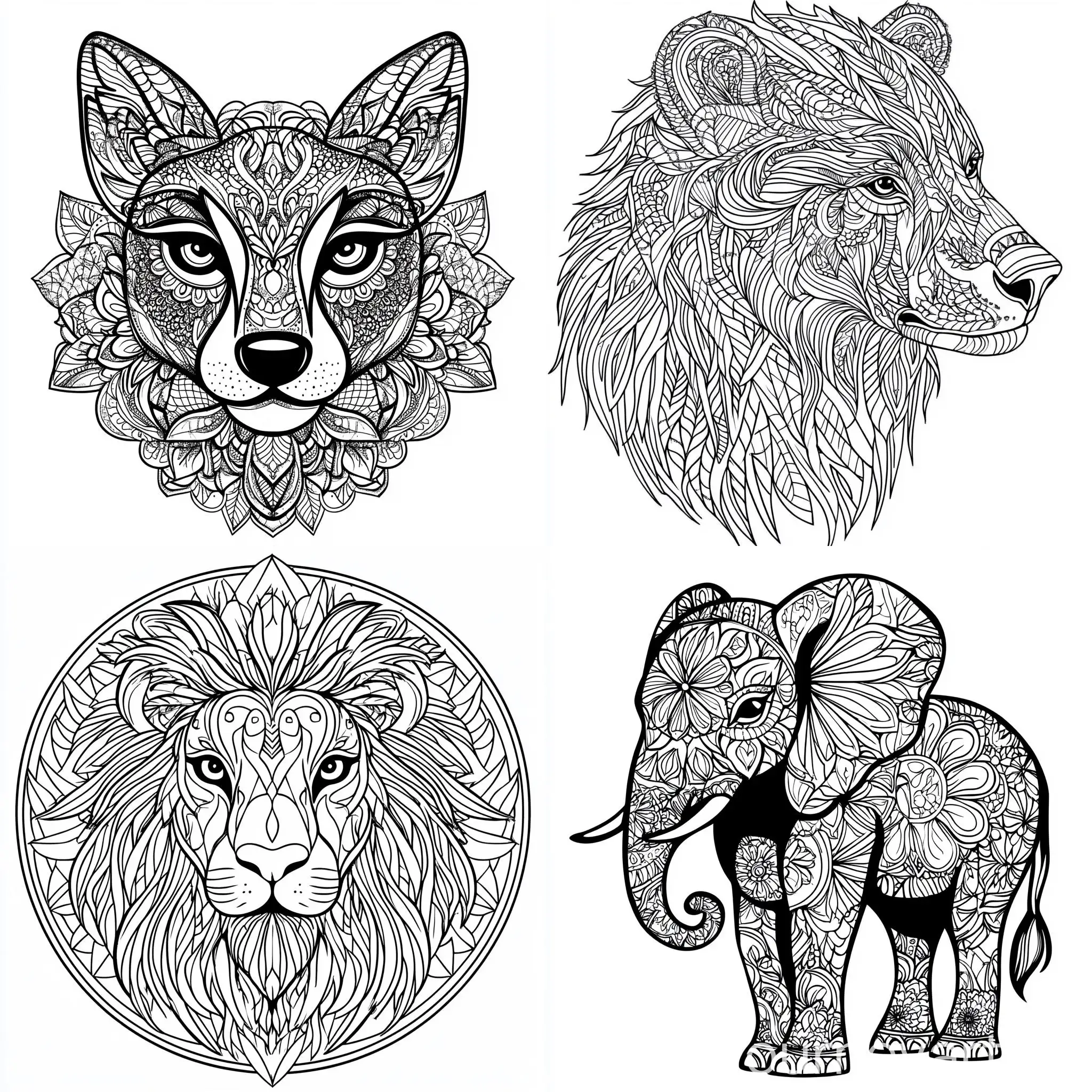 Animals-with-Mandala-Pattern-Coloring-Book-Design