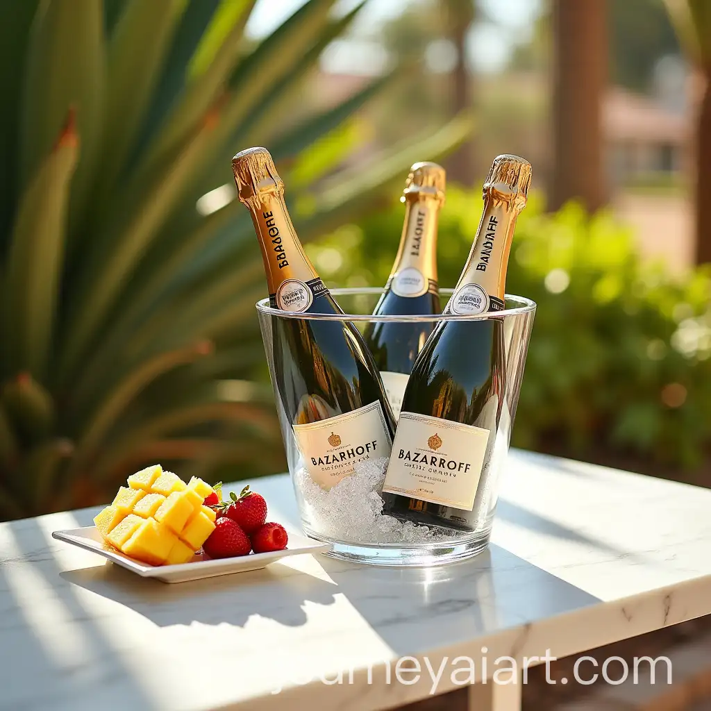 Luxury-Champagne-and-Tropical-Fruits-on-Elegant-Marble-Table-in-Outdoor-Setting