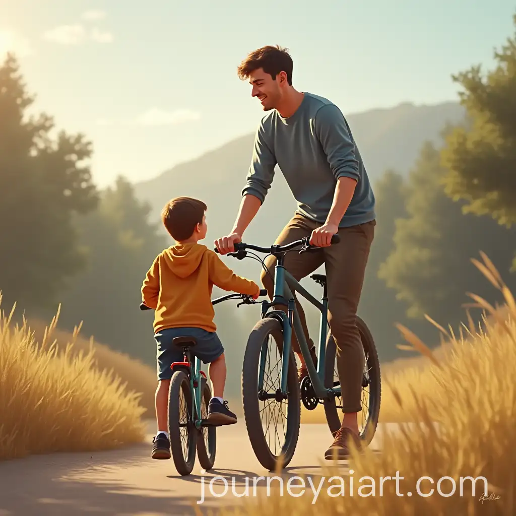 Father-Helping-Son-Ride-Bike-on-Fathers-Day