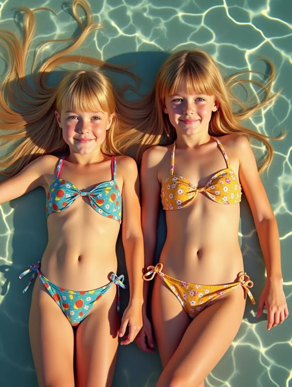 Two-Girls-in-Swimwear-Lying-on-Psychedelic-Background