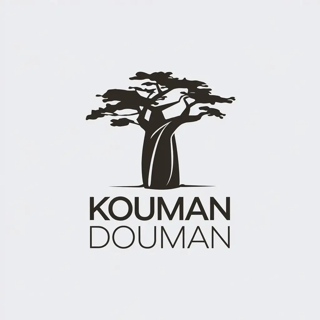 LOGO Design for Kouman Douman Minimalist Baobab with Positive Words and Optimism Theme for Events Industry