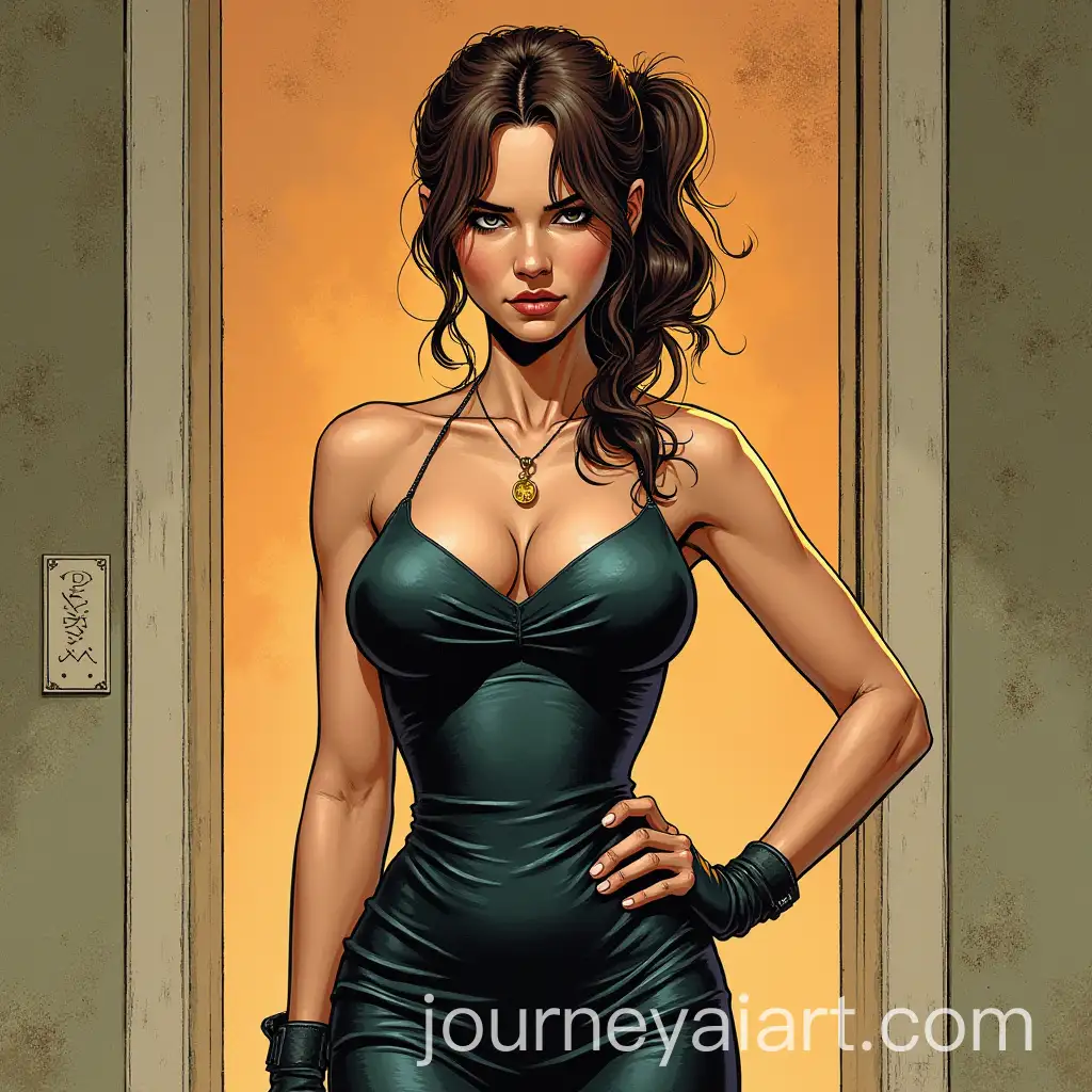 Lara-Croft-in-a-Dress-Comic-Style-Illustration
