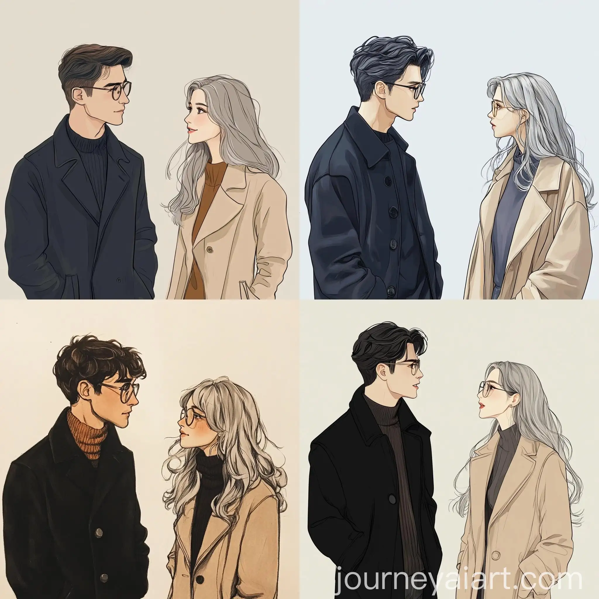 Young-Couple-Having-Conversation-Stylish-Man-and-Woman-in-Coats