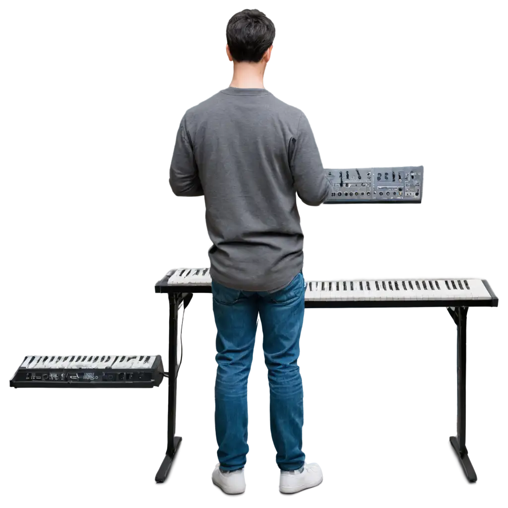 Man-Playing-Synthesizers-From-Behind-HighQuality-PNG-Image-for-Creative-Use