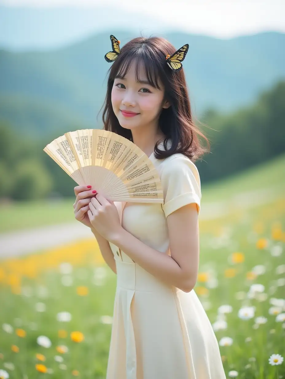 Young-Asian-Woman-Dancing-in-a-Mountain-Park-with-Butterfly-Fans