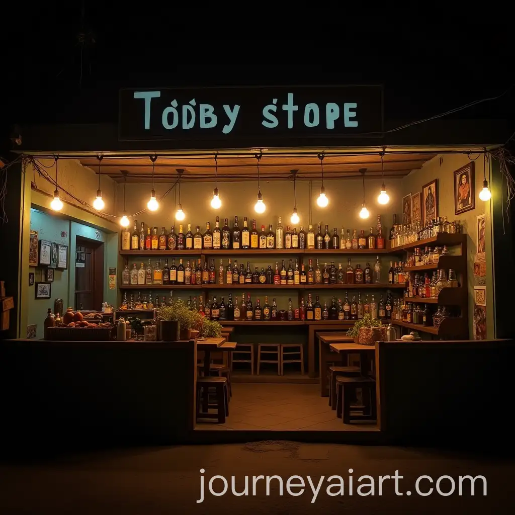 View-of-Traditional-Toddy-Store-in-Kerala-with-OldFashioned-Bulb-Lighting-and-Film-Posters