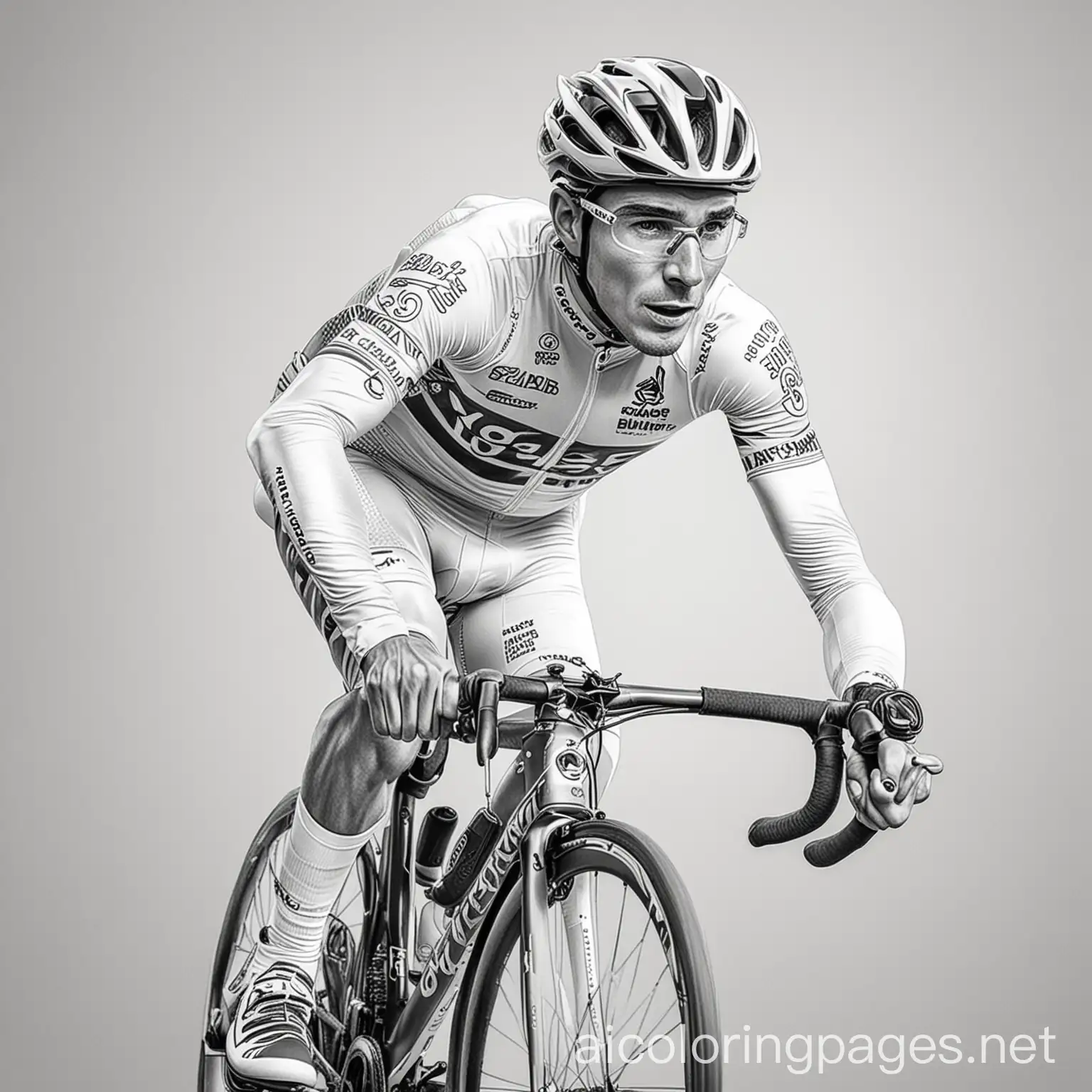 Cyclist-Romain-Bardet-Coloring-Page-in-Black-and-White-Line-Art