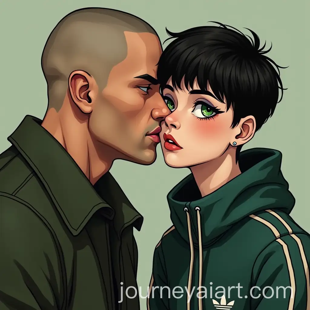 CinematicAI-Image-Prompt-Expansion-Illustration-of-a-ShavedHead-Man-Kissing-a-Young-Man-in-Adidas-Windbreaker