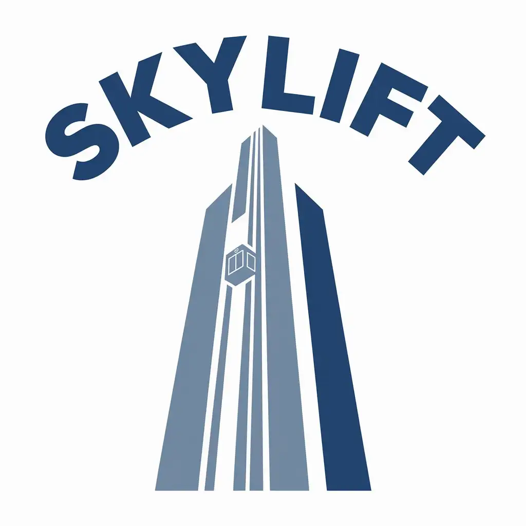 create a logo about elevators, with gray and blue colors, with a title that says skylift