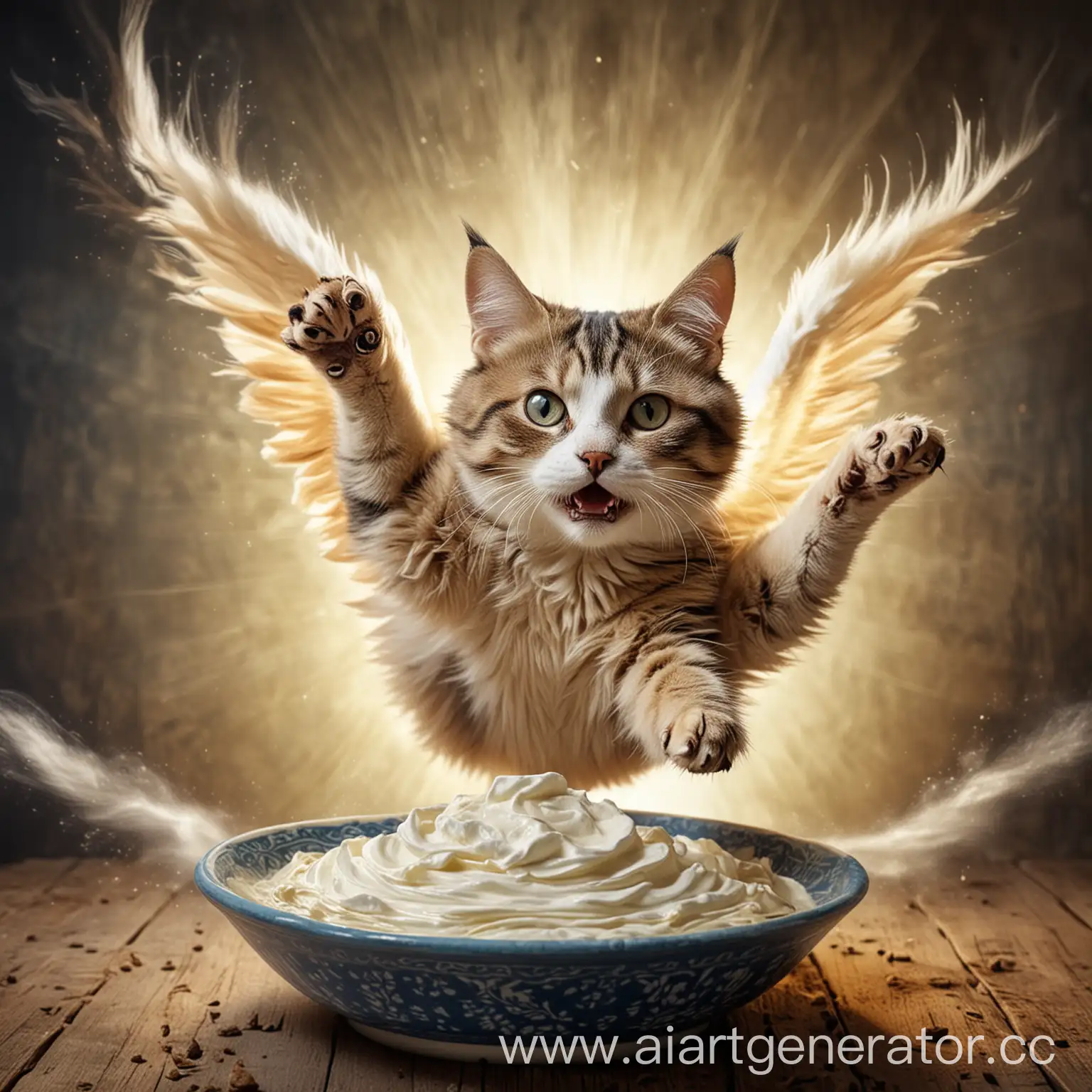 Ancient-Slavic-Cat-Flying-to-Bowl-of-Sour-Cream