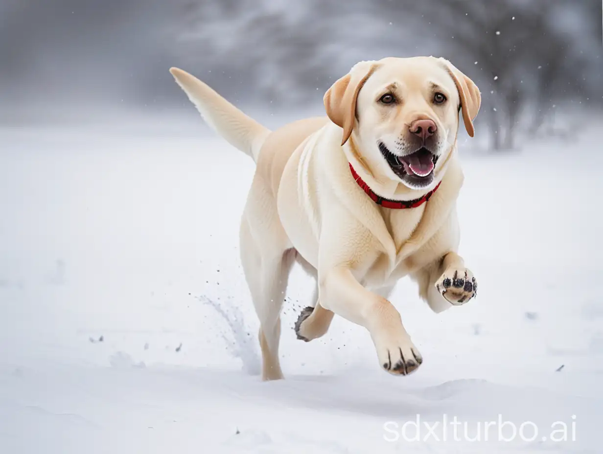 Labrador-Dog-Running-Playfully-in-Snowy-Landscape