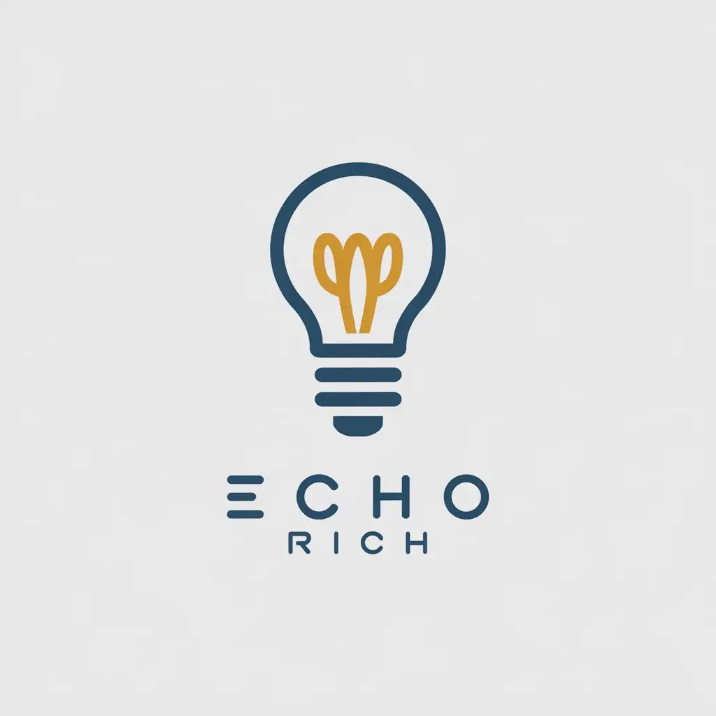 LOGO-Design-For-Echo-Rich-Modern-Light-Bulb-Icon-in-Blue-Gold