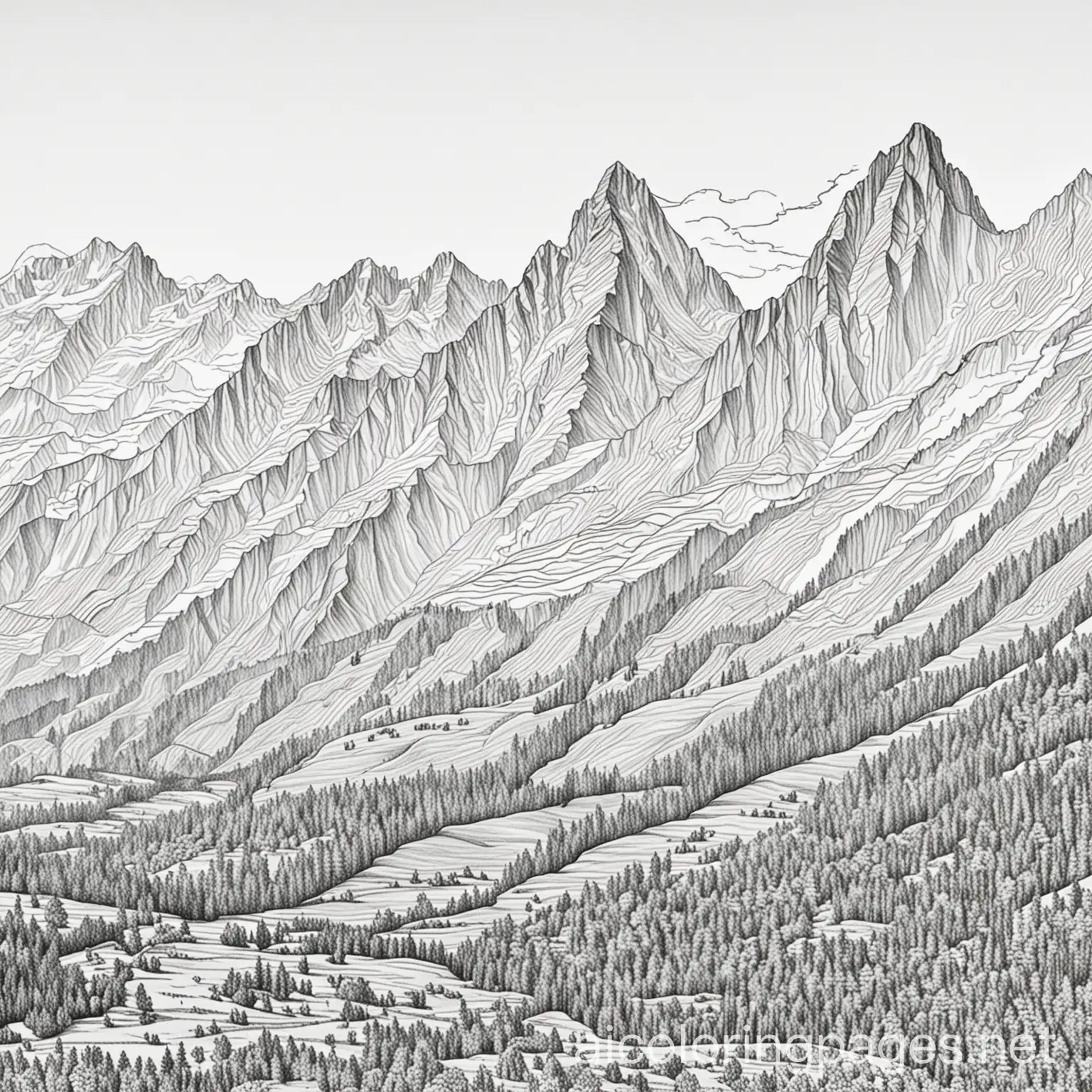 Coloring-Page-of-Mountains-from-Sound-of-Music