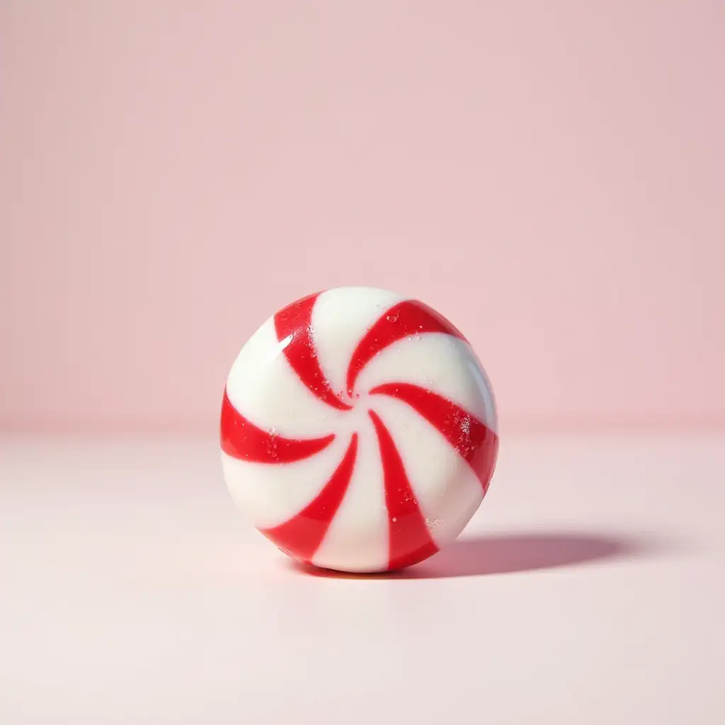 Realistic-Peppermint-Candy-with-Dramatic-Lighting-on-a-Blank-Background