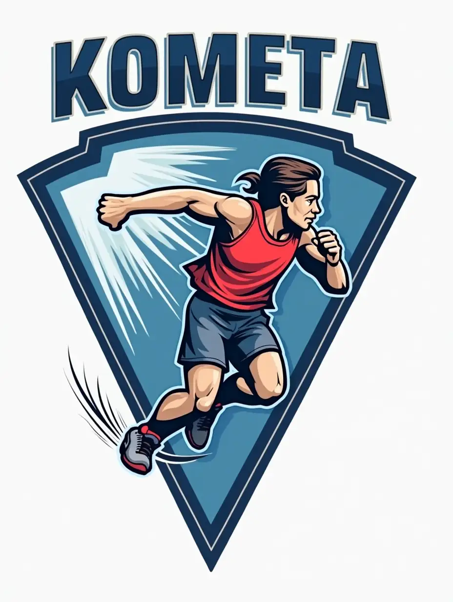 Logo of a school sports team named KOMETA, comet, run, relay, sport, photo