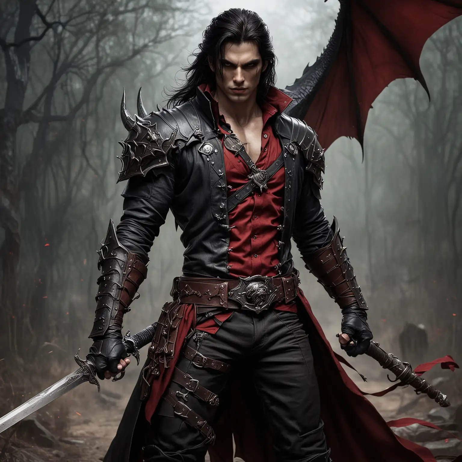 Handsome Fantasy Male Vampire in Bounty Hunter Armor with Dragon