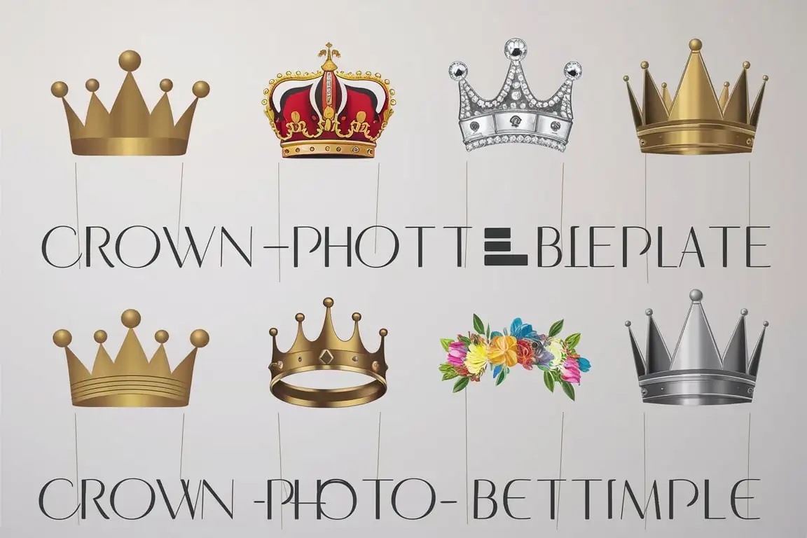 Crown Photo Booth Props Template on White Background