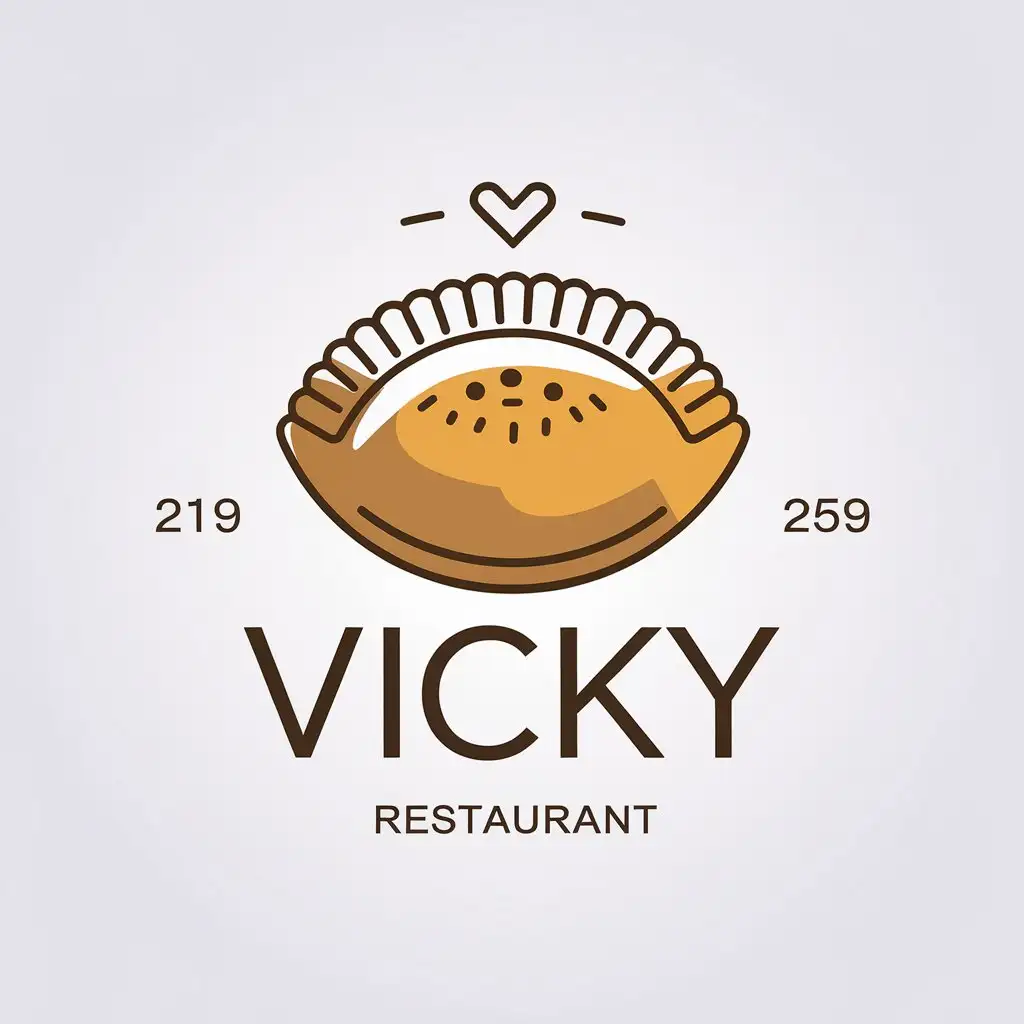 a vector logo design,with the text "VICKY", main symbol:empanada,Minimalistic,be used in Restaurant industry,clear background