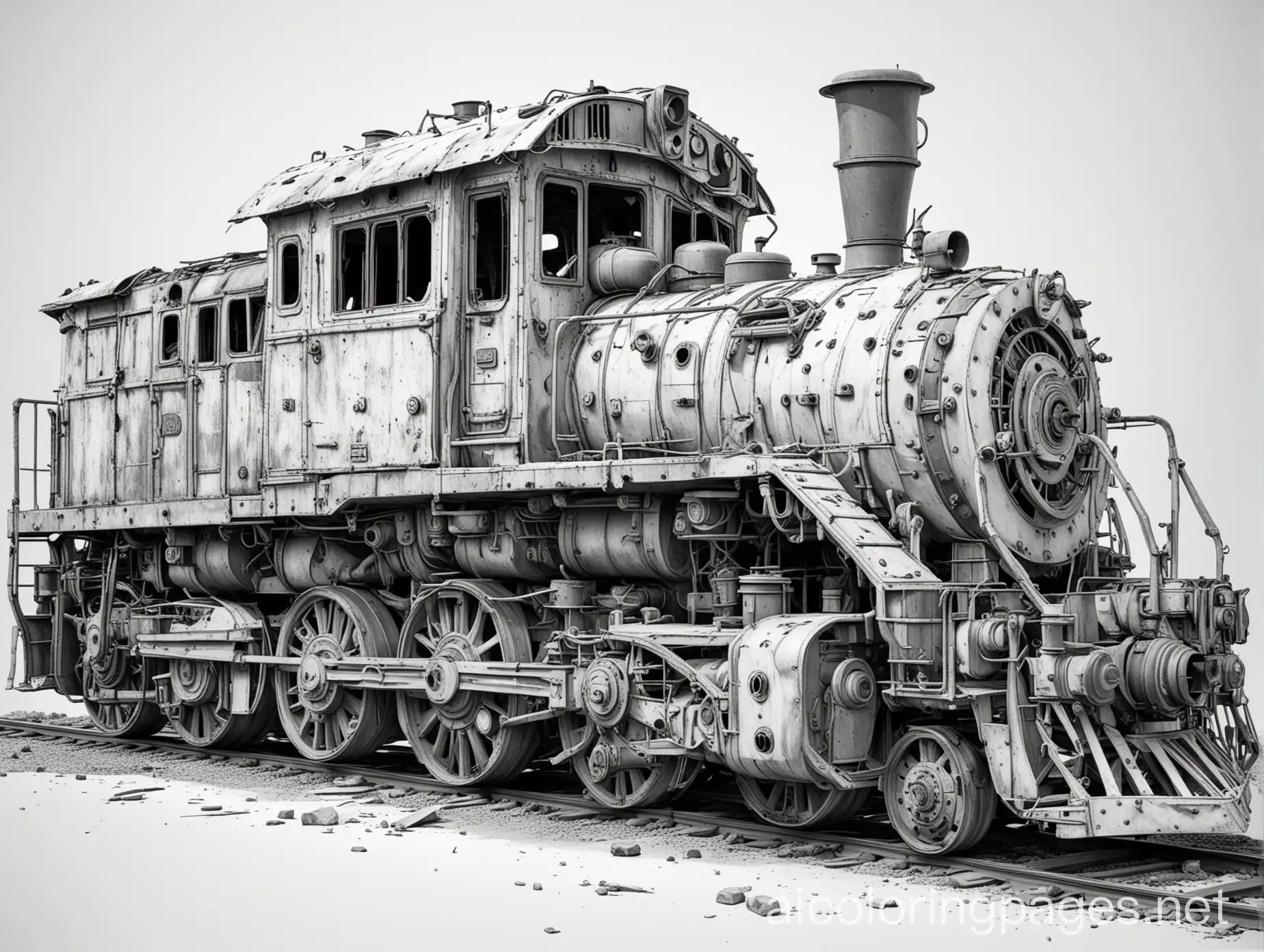 PostApocalyptic-Damaged-Locomotive-Coloring-Page