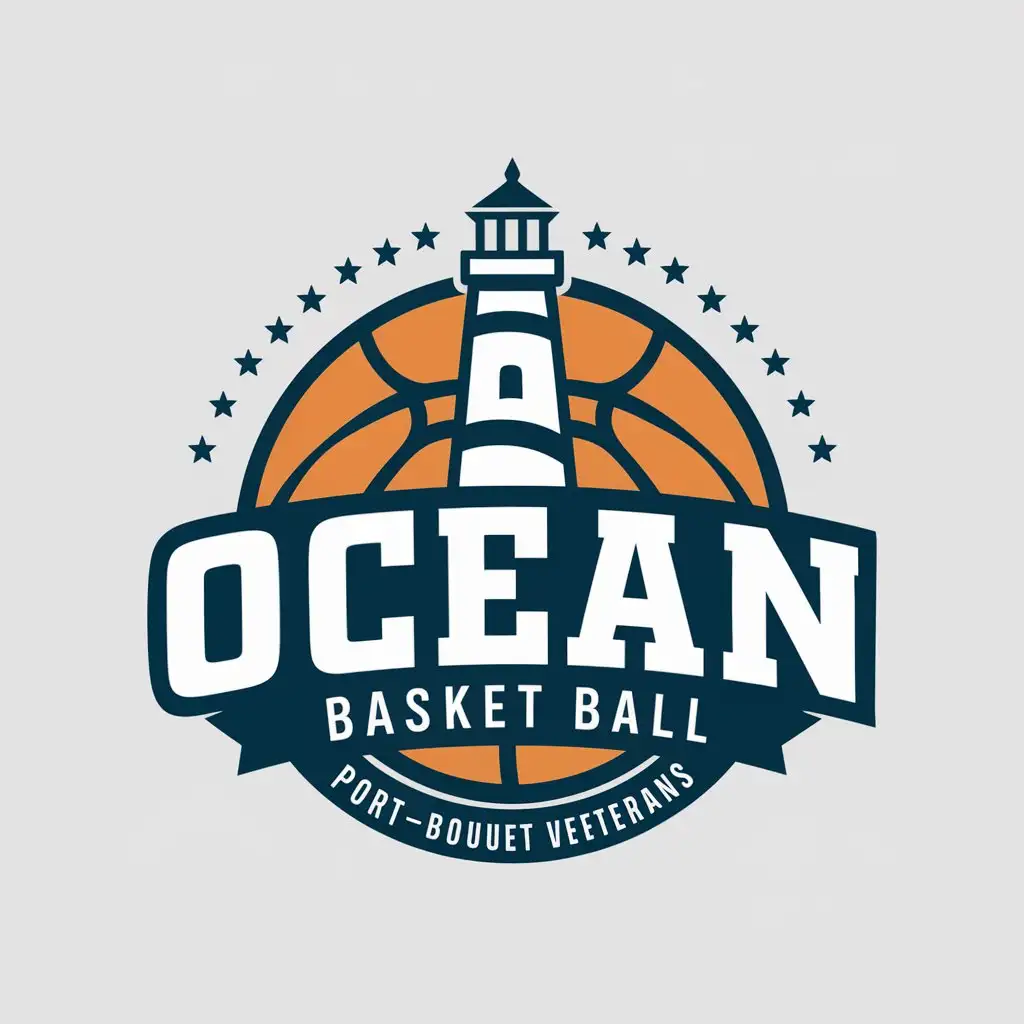 LOGO Design for Ocean Basket Ball Lighthouse and Basket Ball Theme