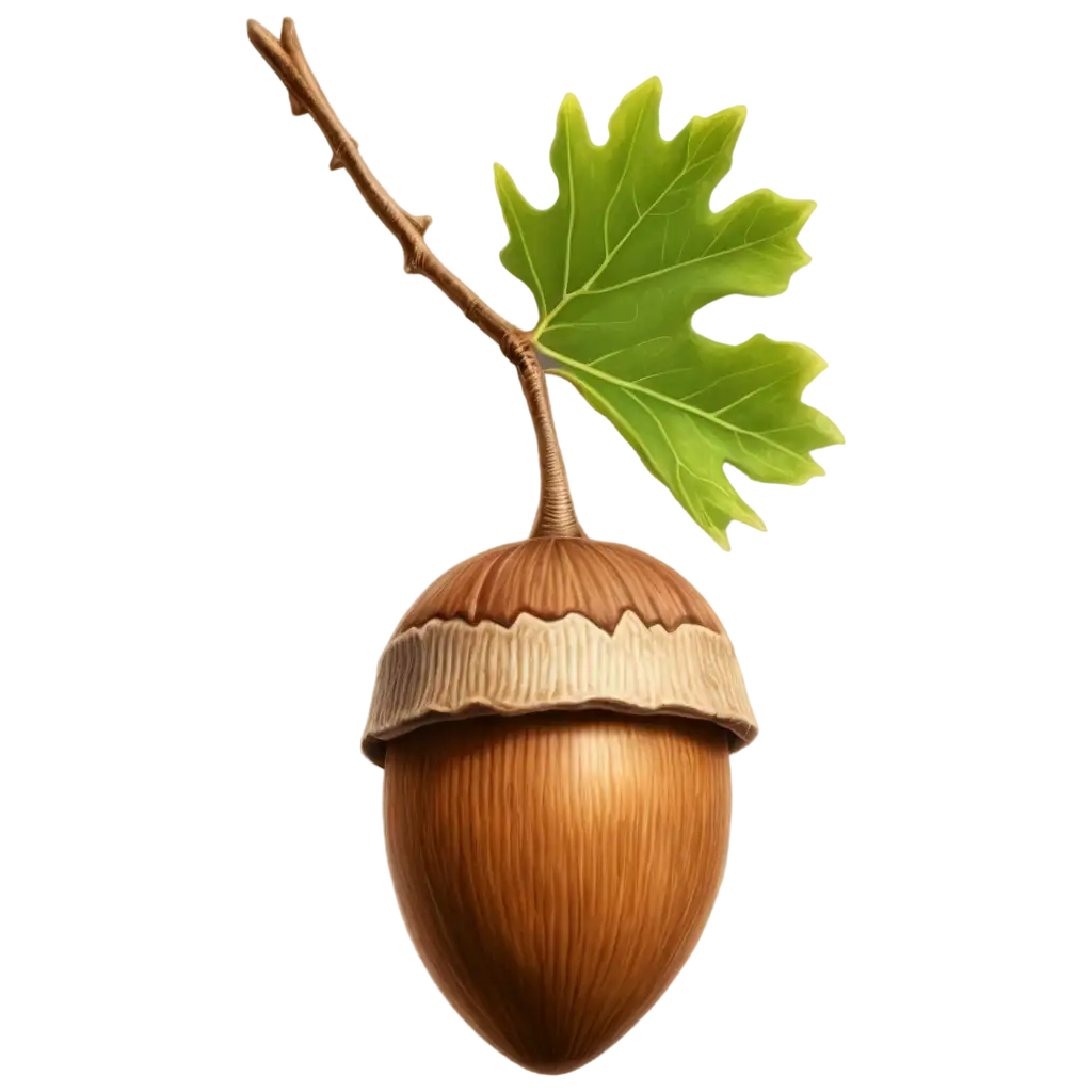 acorn of an oak with a cap realistic