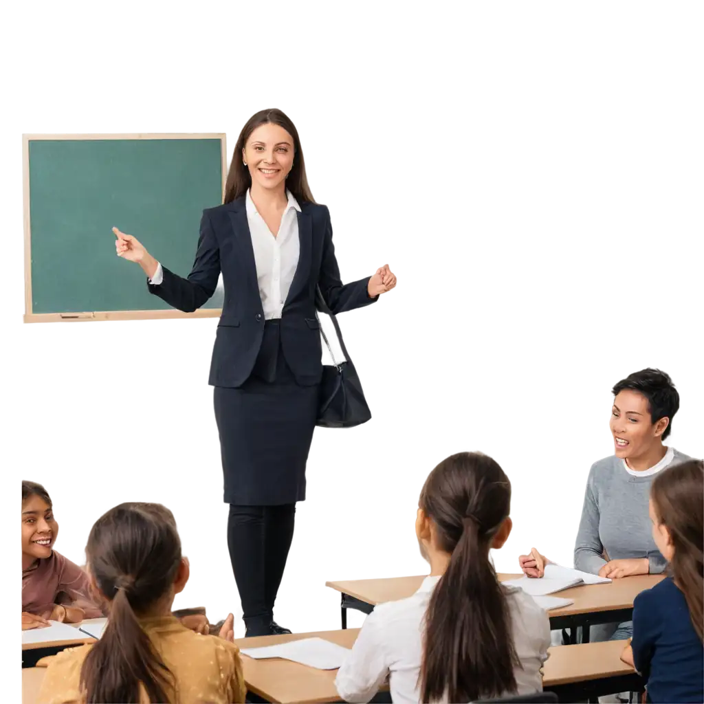 Teacher-Enthusiastically-Teaching-in-a-Classroom-PNG-Image-for-Educational-and-Classroom-Use