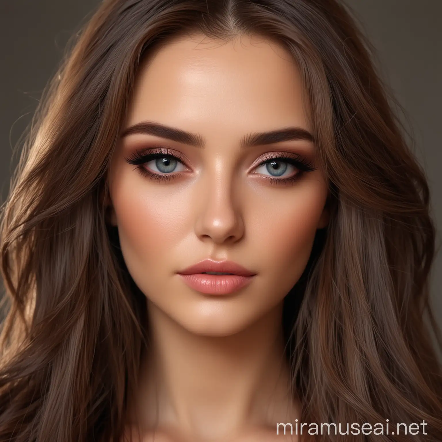 Realistic Beautiful Woman with Long Hair and Professional Makeup 16k Resolution