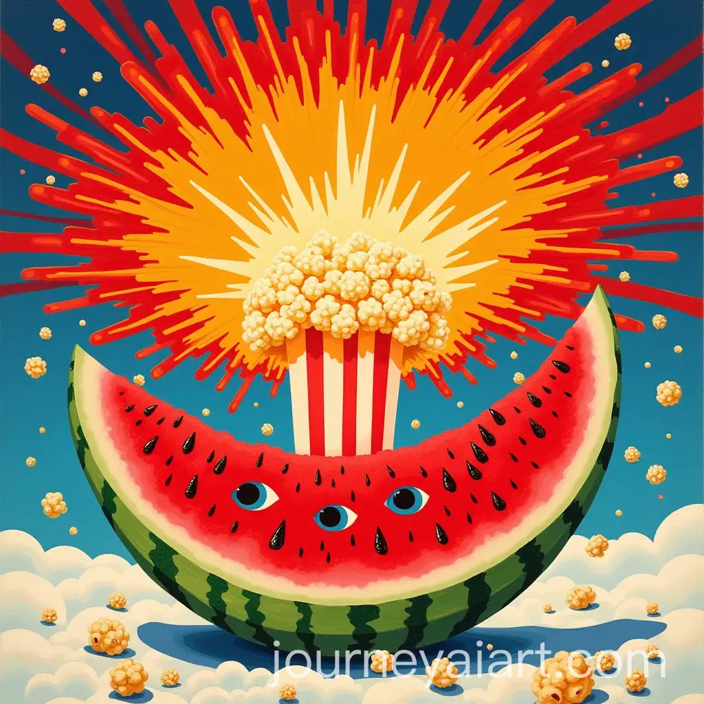 Pop-Art-Watermelon-with-Eyes-and-Atomic-Explosion-Imagery