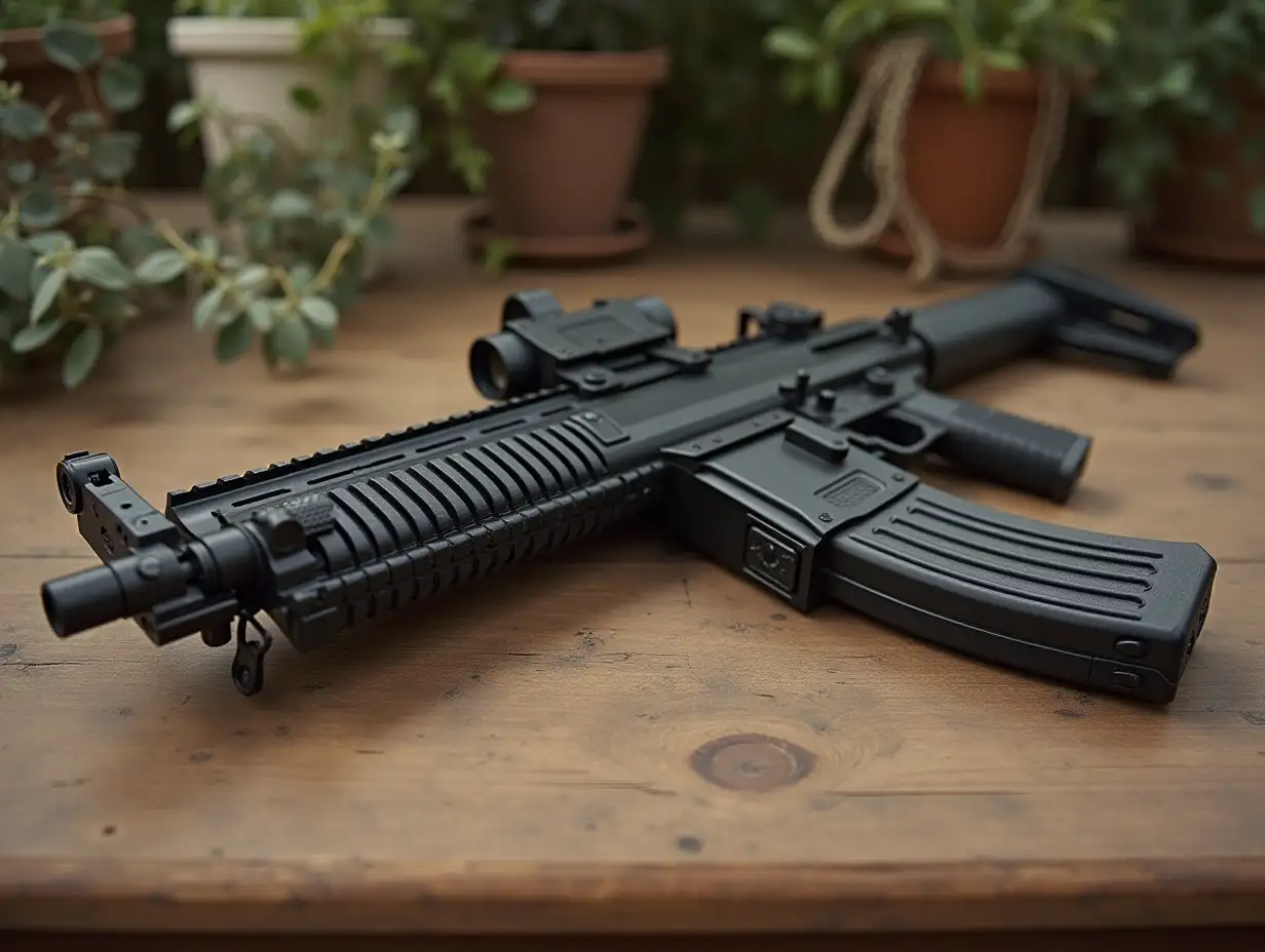 Heckler & Koch  Gewehr MG4 AEG on the table