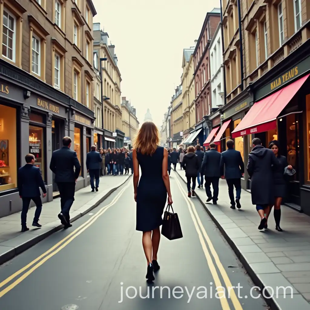 Woman-Walking-Down-Marylebone-High-Street-London-Artwork-Scene