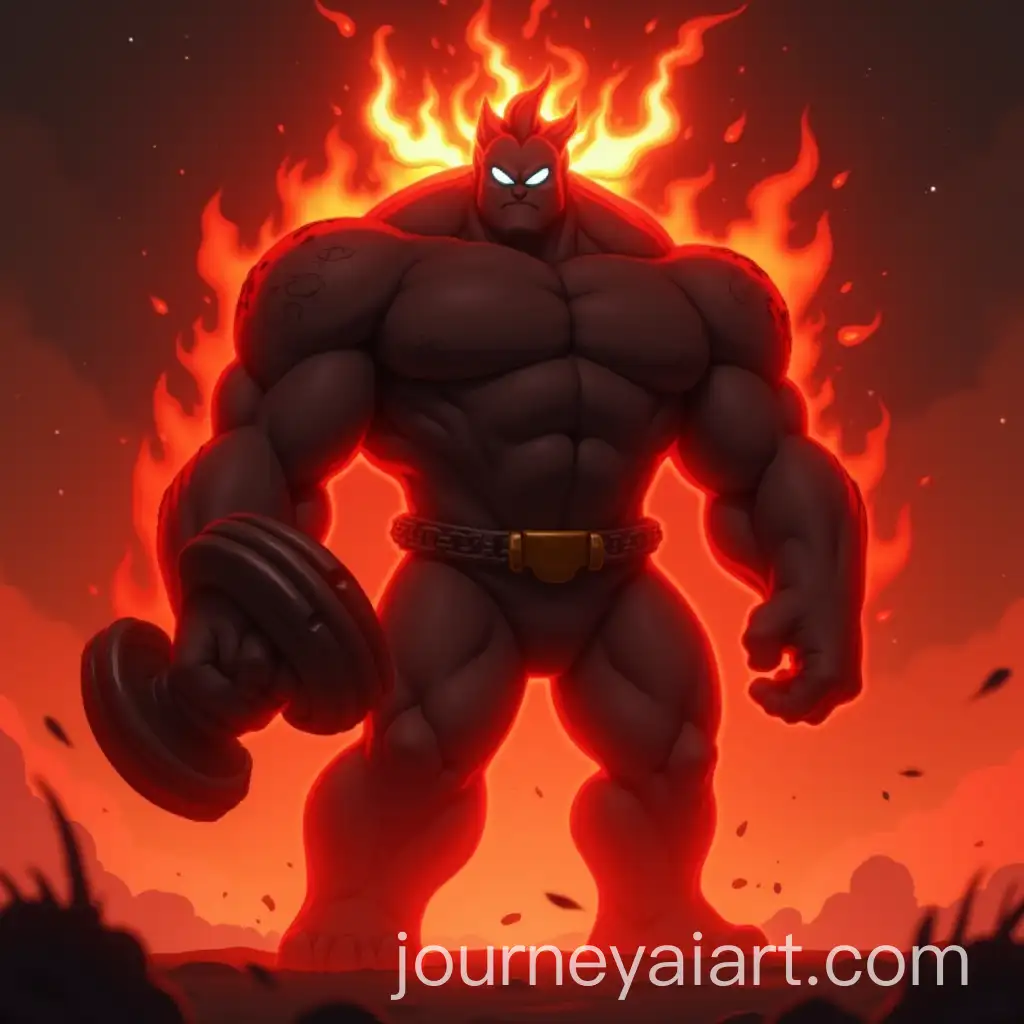 Giant-Muscular-Anime-Boss-with-Glowing-Eyes-and-Fiery-Aura-Holding-Dumbbell
