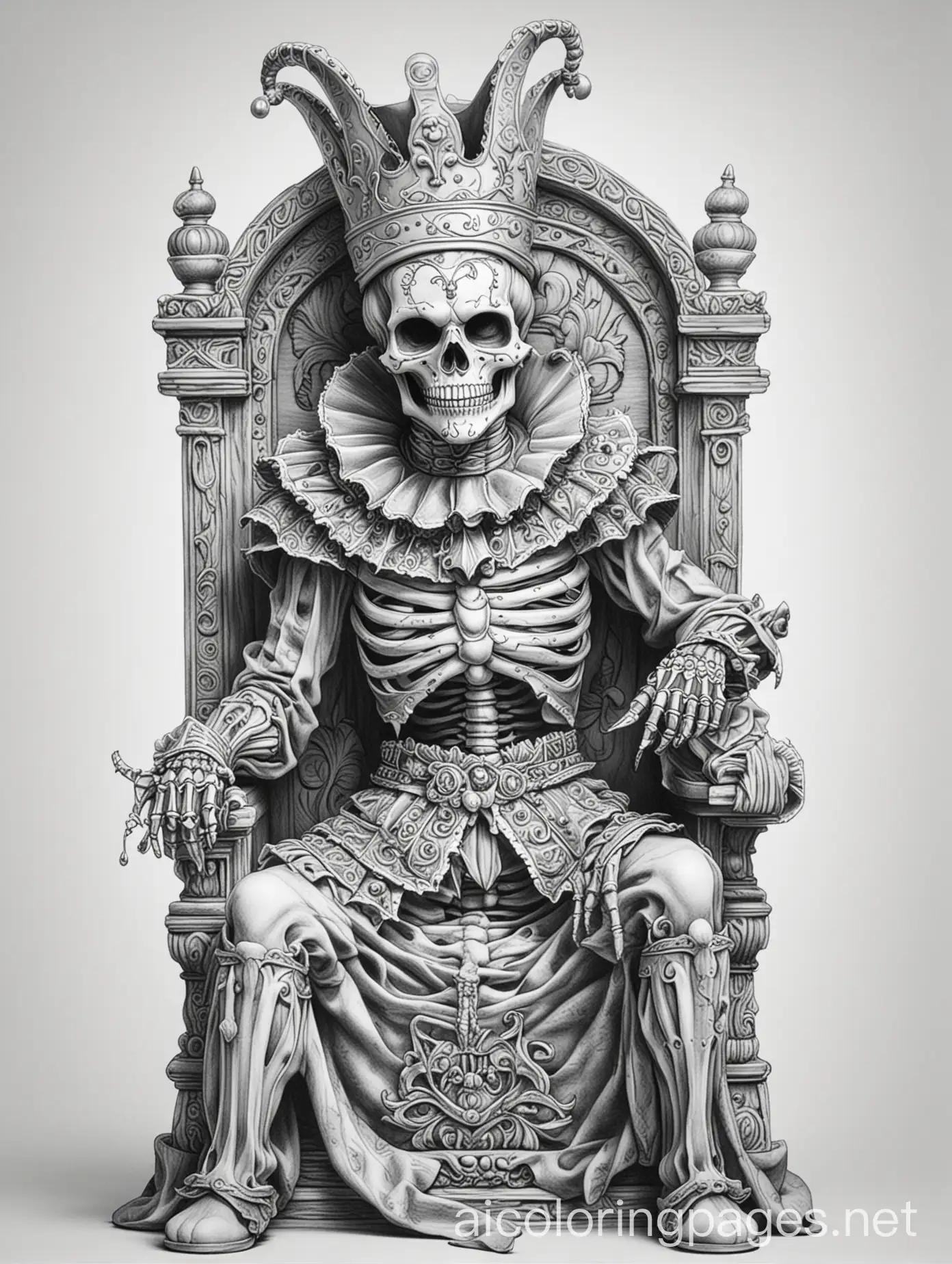 Royal-Court-Skeleton-Jester-Coloring-Page