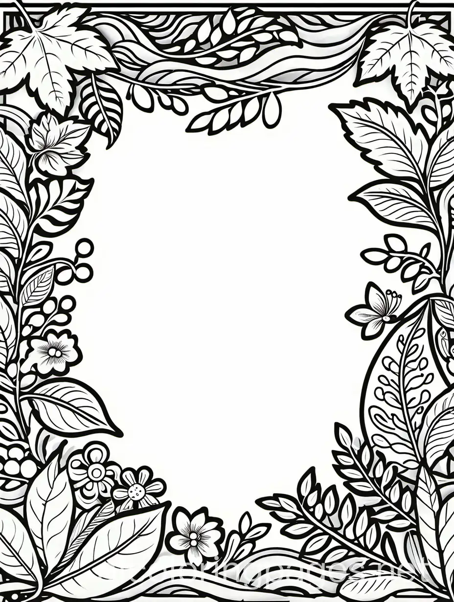 Simple-High-Contrast-Wavy-Picture-Frame-with-Floral-Accents-for-Kids-Coloring-Page